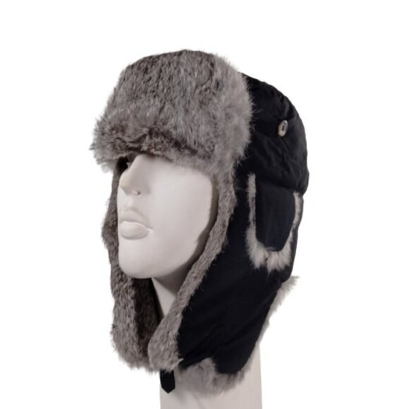 Mad Bomber Aviator Rabbit Fur Trapper Hat Green Super Warm Unisex Sz M Indie - Picture 1 of 7